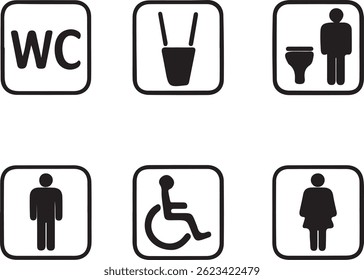 Restroom Toilet WC Accessibility Gender Sign Icons