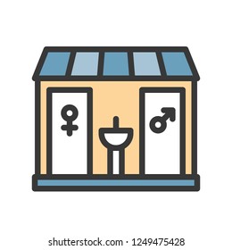 Restroom vector icon, filled outline design editable stroke