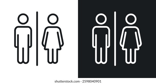 Restroom vector icon set in black and white color.