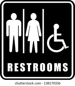 Restrooms, sign