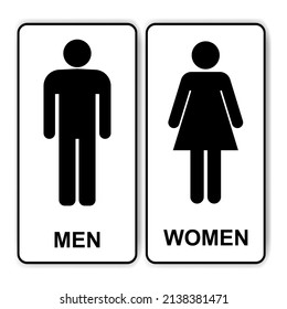 Restrooms sign. Blue toilet sign with woman, man symbols and text vector sign ESP10.