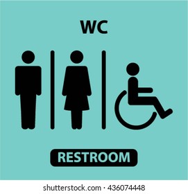 Restrooms sign vector illustration, public toilet sign.
