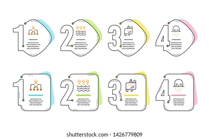 Restructuring, Evaporation and Journey path icons simple set. Face recognition sign. Delegate, Global warming, Project process. Faces biometrics. Science set. Infographic timeline. Vector
