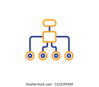 Restructuring line icon. Business architecture sign. Delegate symbol. Colorful outline concept. Blue and orange thin line color icon. Restructuring Vector