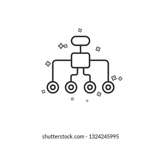 Restructuring line icon. Business architecture sign. Delegate symbol. Geometric shapes. Random cross elements. Linear Restructuring icon design. Vector