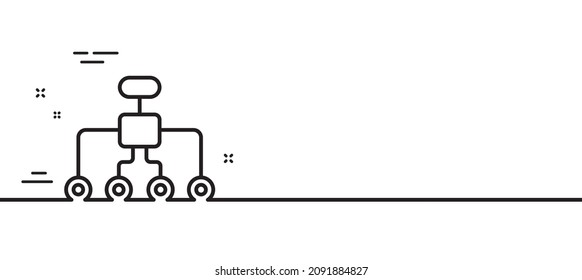 Icono de línea de reestructuración. Signo de arquitectura empresarial. Símbolo de delegación. Fondo mínimo de la ilustración de línea. Banner de patrón de icono de línea de reestructuración. Concepto de plantilla web blanca. Vector