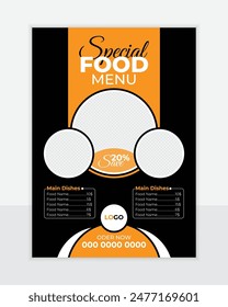 Resturane food manu Design, Special Food Manu and Professional manu design vector template A4 page