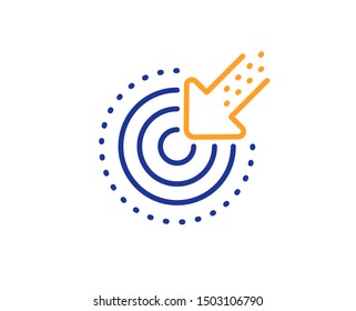 Result arrow sign. Targeting line icon. Traffic management symbol. Colorful outline concept. Blue and orange thin line targeting icon. Vector