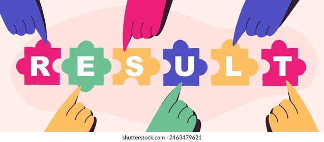 Result concept hands putting together puzzle