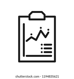 Result with graph icon. Science lab concept, simple flat design. Isolate on white background.