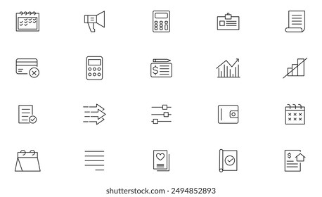 Result line icons set. Laboratory, scientist, equipment, infographics, analysis, skills, advice, support, agreement, document, school, supplies, outline icons collection. Ui thin icons pack.