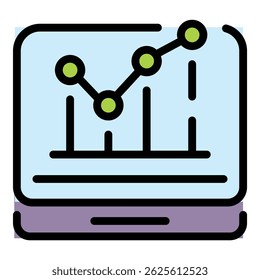 Ícone do monitor de resultado do money. Outline Resultado ícone do vetor do monitor de dinheiro para web design isolado no fundo branco de cor plana