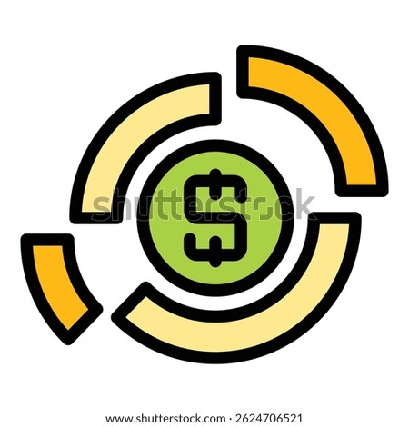 Result money pie chart icon. Outline Result money pie chart vector icon for web design isolated on white background color flat