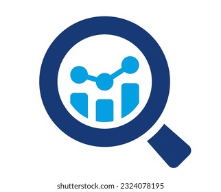Result report and financial analytics icon. Review document, search, metrics research, metric.