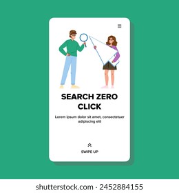 result search zero click vector. query information, snippet instant, knowledge quick result search zero click web flat cartoon illustration