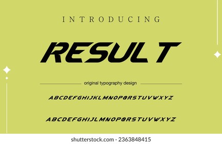 Result Sport Modern Italic Alphabet Font. Typography urban style fonts for technology, digital, movie logo design. vector illustration