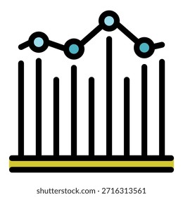 Ícone do gráfico de resultados. Contorno resultados gráfico ícone do vetor cor plana isolada