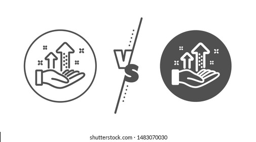 Results Chart Sign. Versus Concept. Analysis Graph Line Icon. Traffic Management Symbol. Line Vs Classic Analysis Graph Icon. Vector