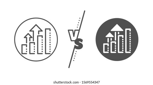 Results chart sign. Versus concept. Analysis graph line icon. Traffic management symbol. Line vs classic analysis graph icon. Vector
