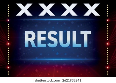Results display with bold text and four white X symbols above a glowing star field.