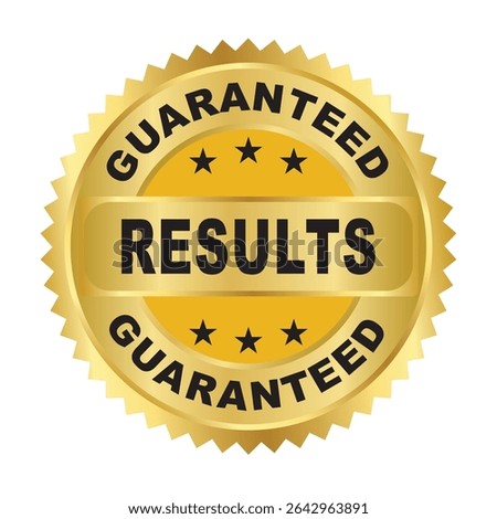 Results guaranteed gold vector seal illustration isolated on white background