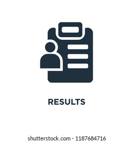 Results icon. Black filled vector illustration. Results symbol on white background. Can be used in web and mobile.