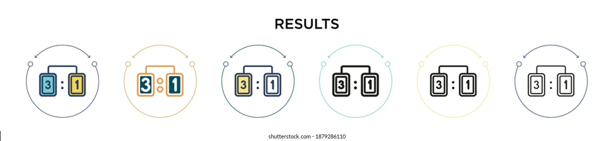 Results icon in filled, thin line, outline and stroke style. Vector illustration of two colored and black results vector icons designs can be used for mobile, ui, web