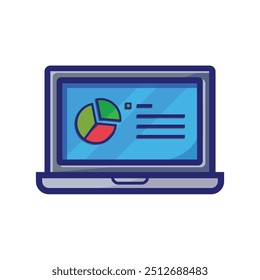 Resultados. portátil de investigación y análisis. Icono de estilo de diseño moderno. Conveniente para la educación, los negocios, la economía. Plantilla de diseño de Vector