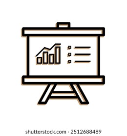 Resultados. Investigación y análisis. Icono de estilo de diseño de esquema. Conveniente para la educación, los negocios, la economía. Plantilla de diseño de Vector