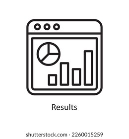 Ilustración de diseño del icono de contorno del vector de resultados. Símbolo de evaluación en el archivo EPS 10 de fondo blanco