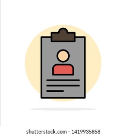 Resume, Application, Clipboard, Curriculum, Cv Abstract Circle Background Flat color Icon