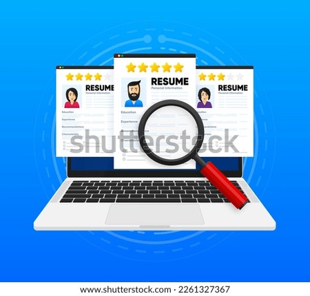 Resume. Resume application. We are hiring. Search for professional staff. Analysis of staff resumes. Job interview, recruitment agency. Personnel selection. The concept of employment. Business resume.