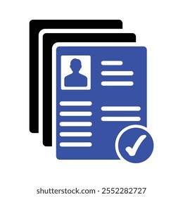 Icono de aprobación de currículum, gráficos de Vector
