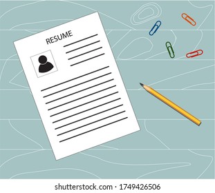 Resume Biography Pencil Paper Clip On Stock Vector (Royalty Free ...