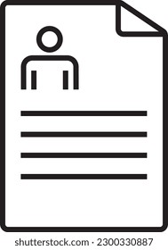 Resume Business people icon with black outline style. paper, resume, profile, document, interview, form, data. Vector illustration