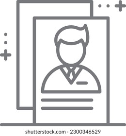 Resume Business people icon with black outline style. recruitment, cv, career, sign, professional, employment, document. Vector illustration