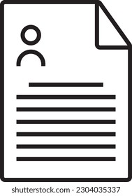 Resume Business people icon with black outline style. job, cv, contract, document, paper, portfolio, curriculum. Vector illustration