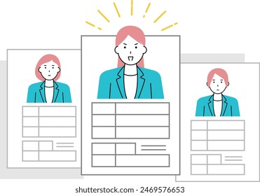 Resume and business woman, recruit images