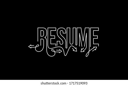 Resume Calligraphic line art Text shopping poster vector illustration Design.