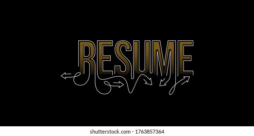 Resume Calligraphic line art Text shopping poster vector illustration Design.