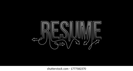 Resume Calligraphic line art Text shopping poster vector illustration Design.