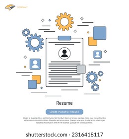 Resume, candidate choice, HR management flat contour style vector concept illustration