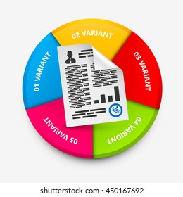 Resume circle infographics. Resume icon 3d. Vector infographic illustration