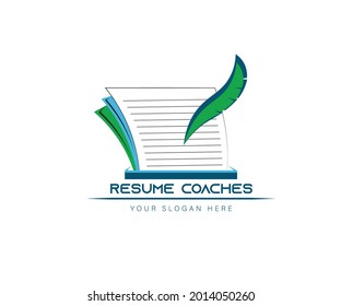 Resume coach logo template. Book Author Logo Template Design Vector. journalist logo Design Concept. writer logo design