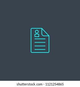 Resume concept blue line icon. Simple thin element on dark background. Resume concept outline symbol design from HR set. Can be used for web and mobile UI/UX