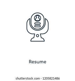 Resume concept line icon. Linear Resume concept outline symbol design. This simple element illustration can be used for web and mobile UI/UX.