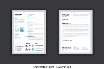 resume, cover letter design, us letter size