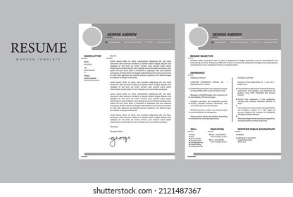 Resume and cover letter for employee with simple and modern style