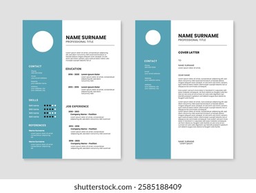 Resume and cover letter layout. Minimal resume cv design template. Vector illustration