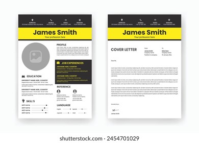Resume and Cover Letter Layout Set Template